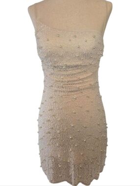 Oh Polly pearl embellished cowl neck mini dress ✨